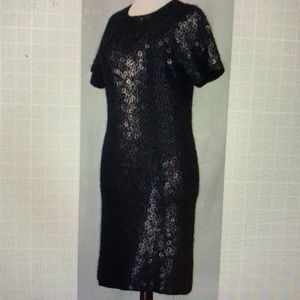 Donna Karan cashmere/silk sequin black dress